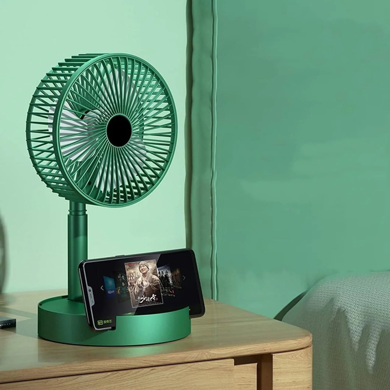 Table Fan High Speed – 2100 RPM Powerful rechargeable fan With 3 Speed Airflow | Noiseless portable fan for home,office,Kitchen| 1800 mAh charging battery fan for Desk