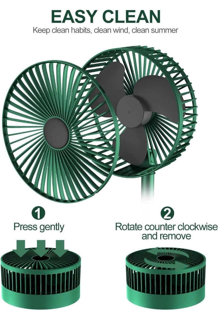 Table Fan High Speed – 2100 RPM Powerful rechargeable fan With 3 Speed Airflow | Noiseless portable fan for home,office,Kitchen| 1800 mAh charging battery fan for Desk
